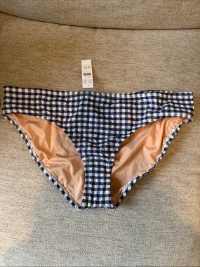 J. Crew Navy and White Gingham Bikini Bottoms
